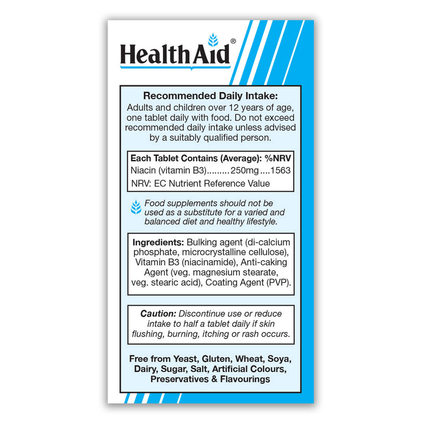 VITAMIN B3 250mg 90 TABLETS H/AID - Image 2