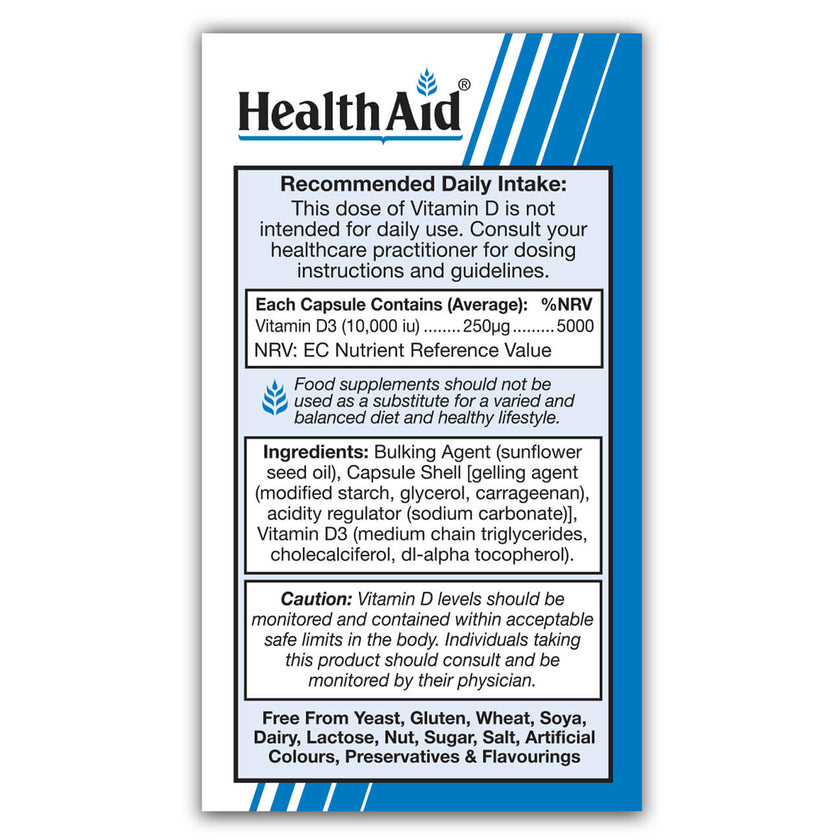 VITAMIN D3 10,000iu 30 Vegicaps H/AID - Image 2