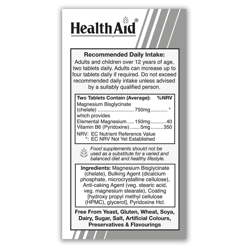 MAGNESIUM BISGLYCINATE 375MG 60 TABS H/AID - Image 3