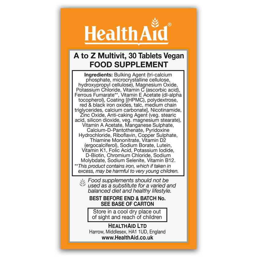 A to Z MULTIVIT 90 TABLETS H/AID - Image 3