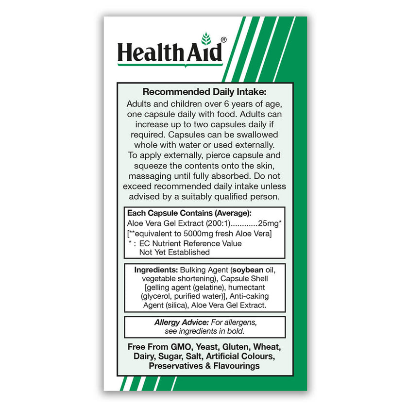 ALOE VERA 500mg 60 CAPSULES H/AID - Image 2