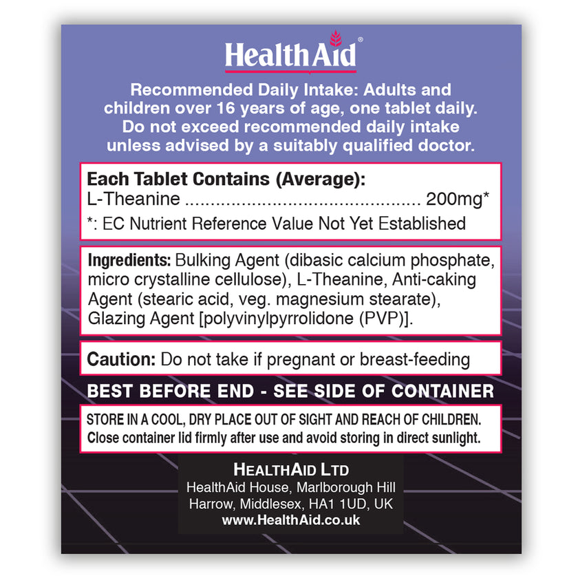L-THEANINE 200mg 60 TABLETS H/AID - Image 2