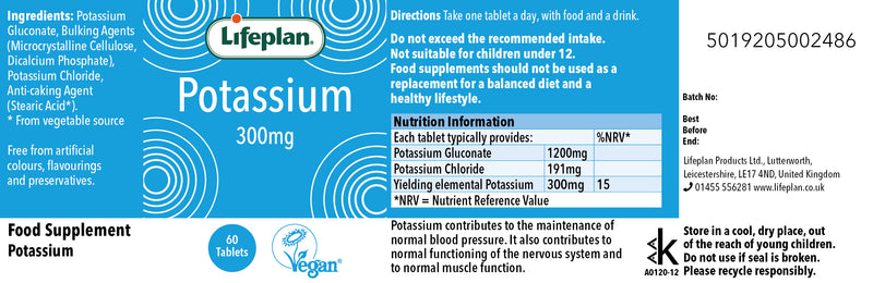POTASSIUM 300mg 60 TABLETS LIFEPLAN - Image 5