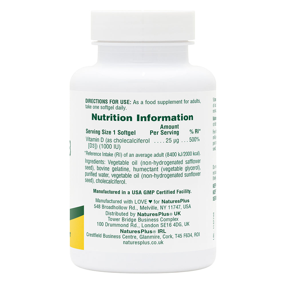 VITAMIN D3 1000iu 180 SOFTGELS N/PLUS - Image 3