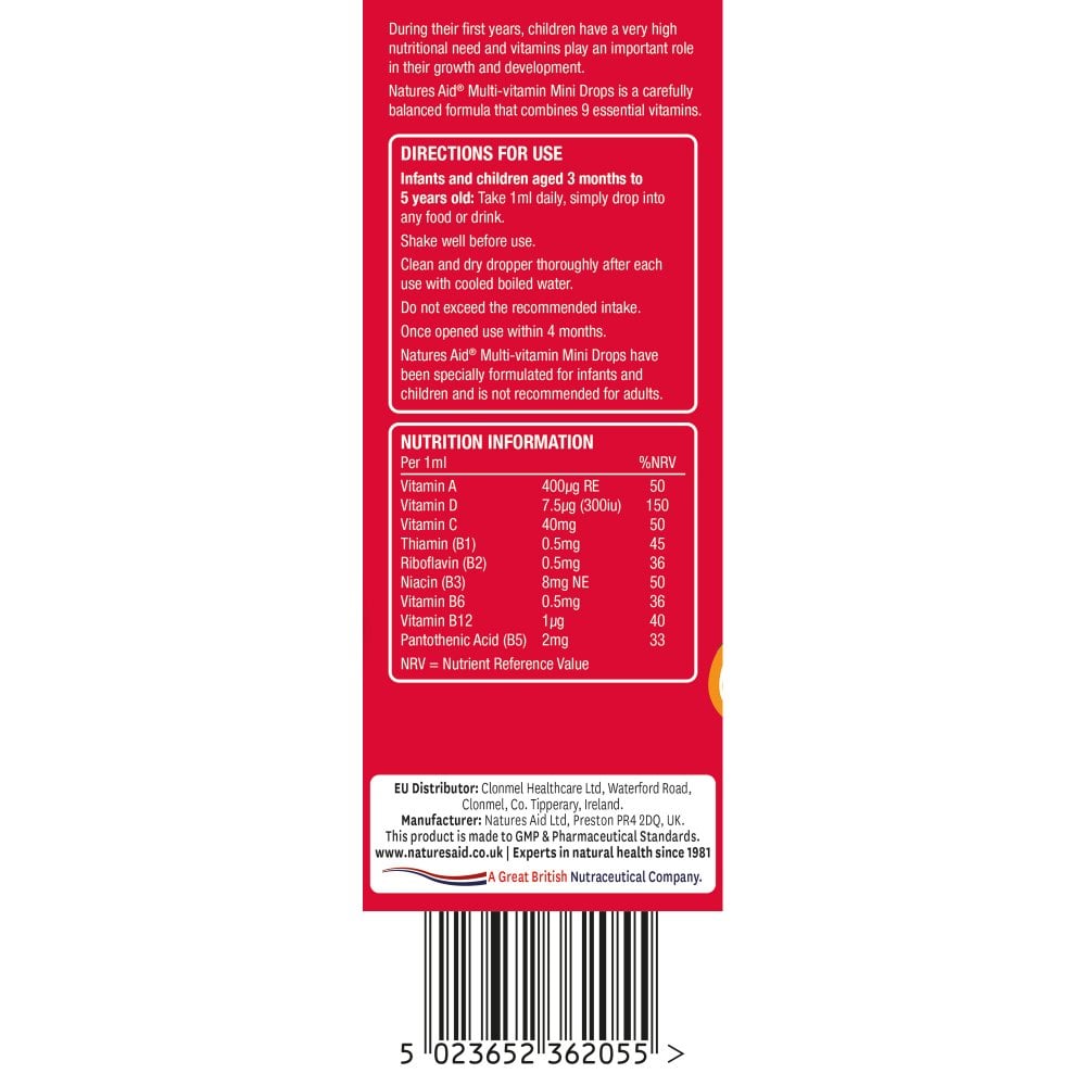 KIDS MULTI VITAMINS DROPS ORANGE 50ml N/AID - Image 3