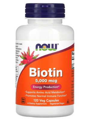 BIOTIN 5,000 mcg, 120 VEG CAPSULES NOW