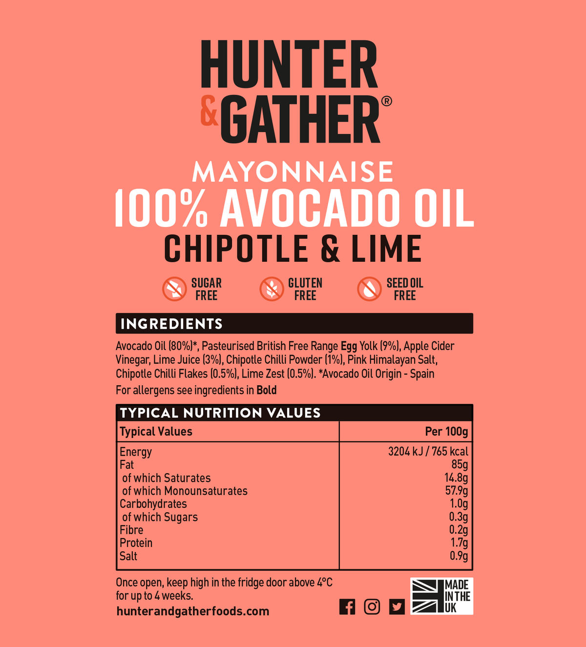 CHIPOTLE & LIME AVOCADO OIL MAYONNAISE 175g H&G - Image 3