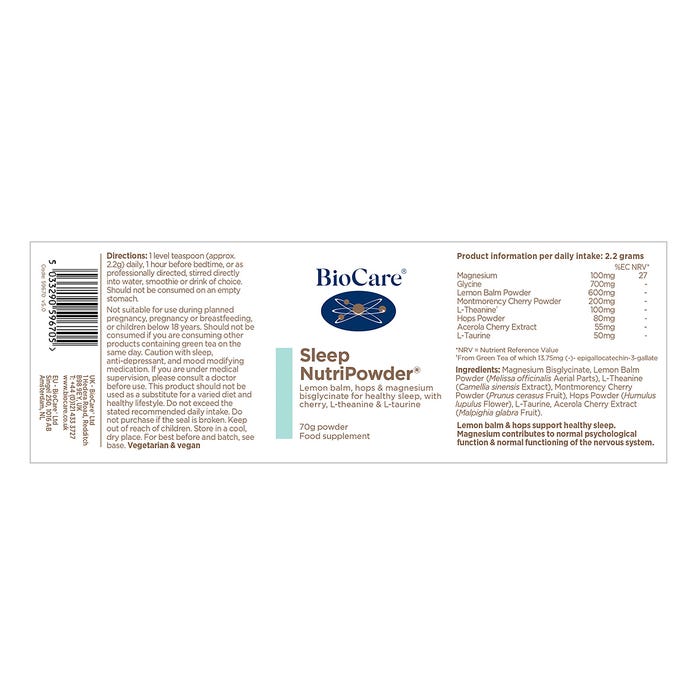 SLEEP NUTRIPOWDER 70g BIOCARE - Image 2
