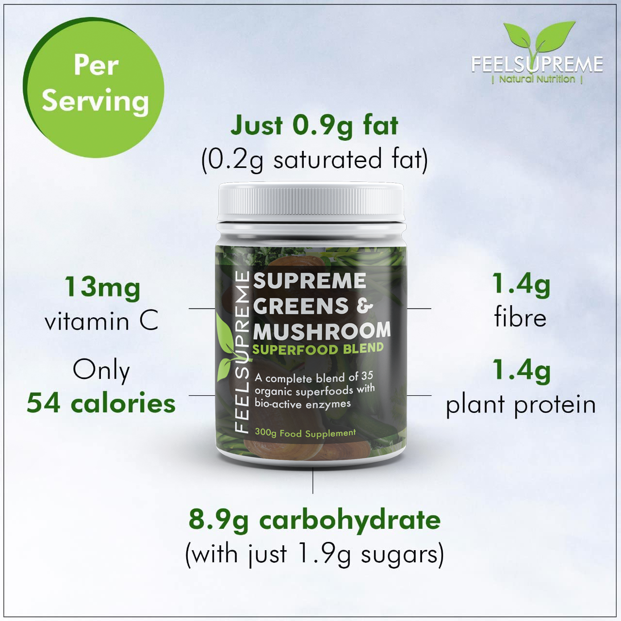SUPREME GREENS & MUSHROOM SUPERFOOD BLEND 300g F/SUPREME - Image 3