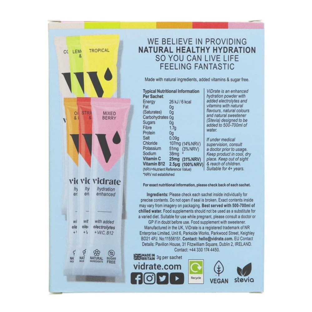 VIDRATE HYDRATION ENHANCED VARIETY PACK 10 SACHETS - Image 2